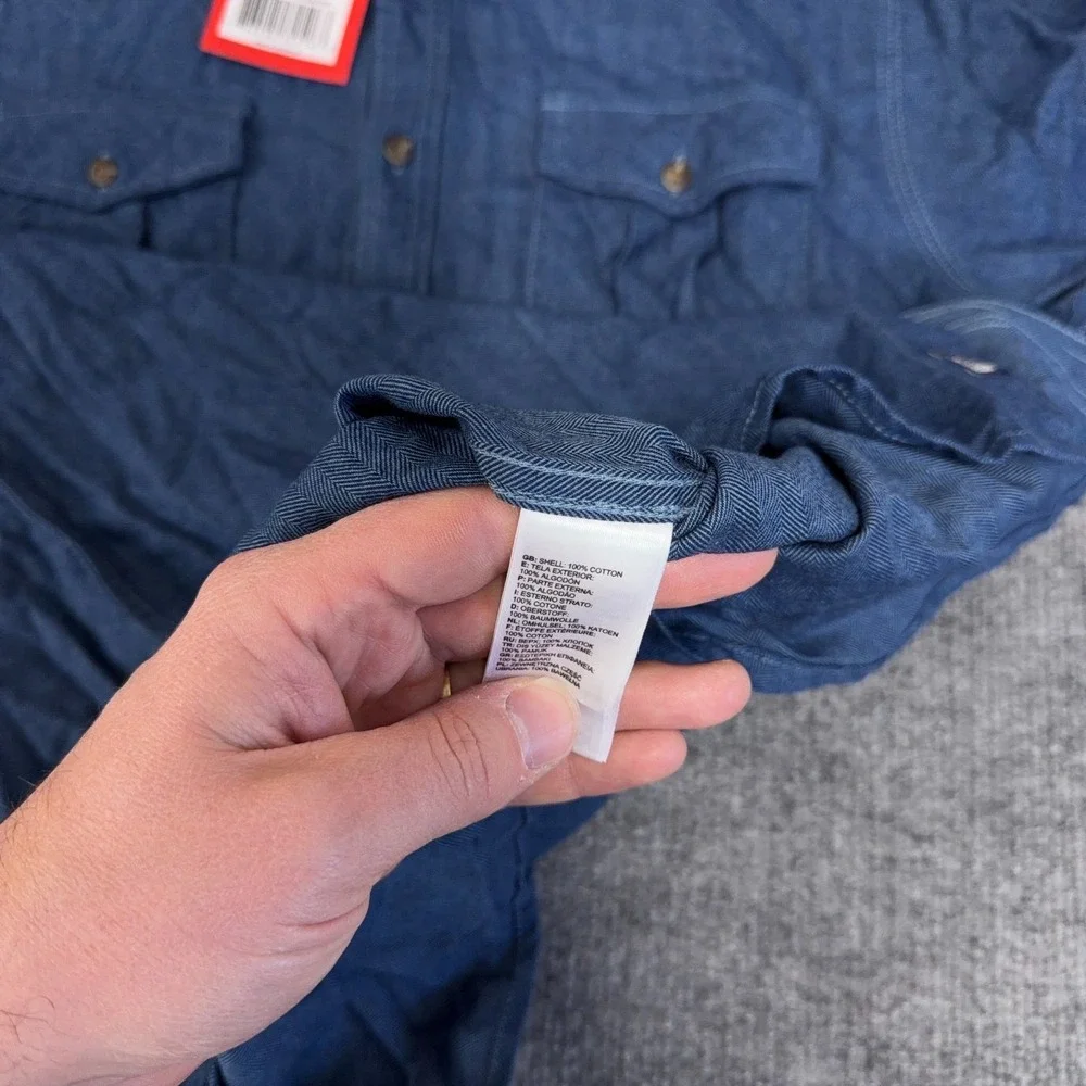The North Face Shirt Men Large Blue Herringbone Chambray Grayling Long Sleeve